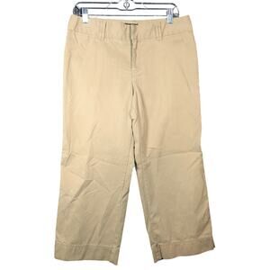 Eddie Bauer Womens Pants Tan Cropped Capris High Rise 100% Cotton 8